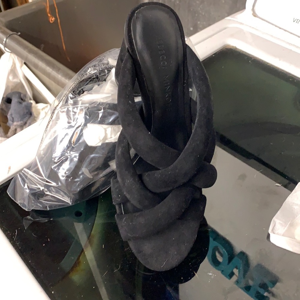 Rebecca Minkoff black suede mules